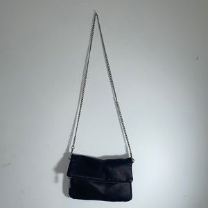 Black Crossbody Bag with Silver Chain
